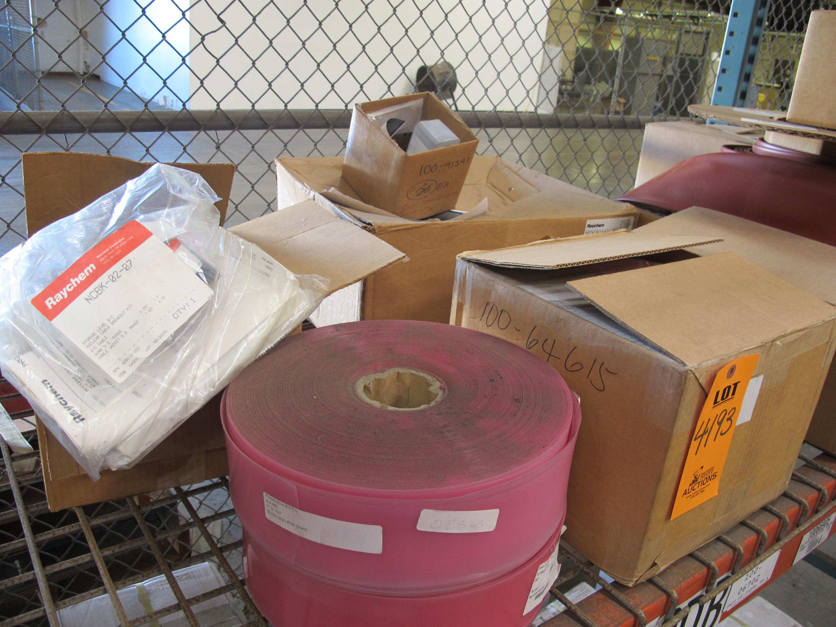 LOT TO INCLUDE: 3 INCH SLEEVING, SHRINK TUBING, THERMON ENCLOSURES, ADHESIVE STRIPS, POWER STRUT PLATES. LOADING & HANDLING FEE $15-4193